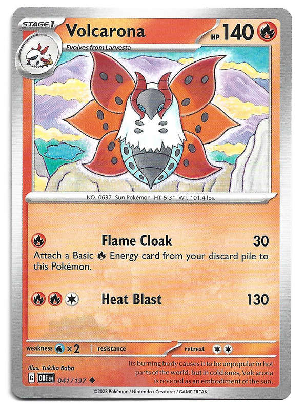 VOLCARONA -   POKEMON TCG OBSIDIAN FLAMES COMMON  41/197 TRADING CARD