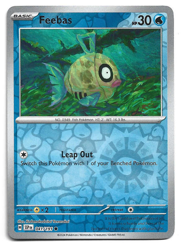 FEEBAS -  REVERSE HOLO 41/191 POKEMON TCG SURGING SPARKS TRADING CARD
