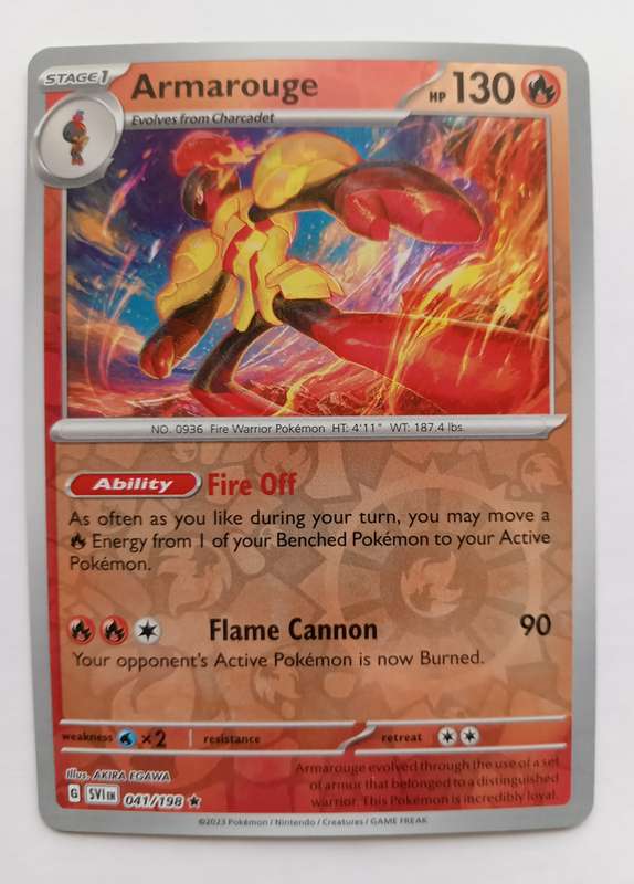ARMAROUGE - POKEMON SCARLET & VIOLET 2023  - REVERSE HOLO TRADING CARD 41/198 - MINT