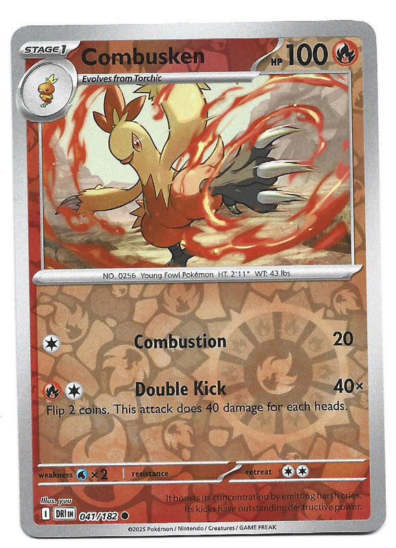 COMBUSKEN - REVERSE HOLO  41/182  POKEMON TCG DESTINED RIVALS TRADING CARD