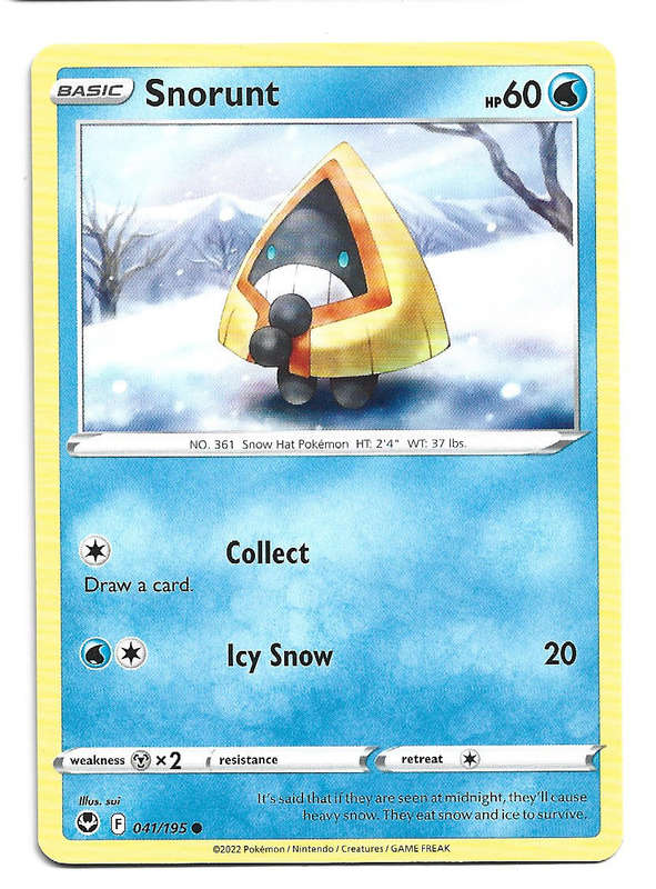 SNORUNT - COMMON  41/195  POKEMON TCG SILVER TEMPEST TRADING CARD