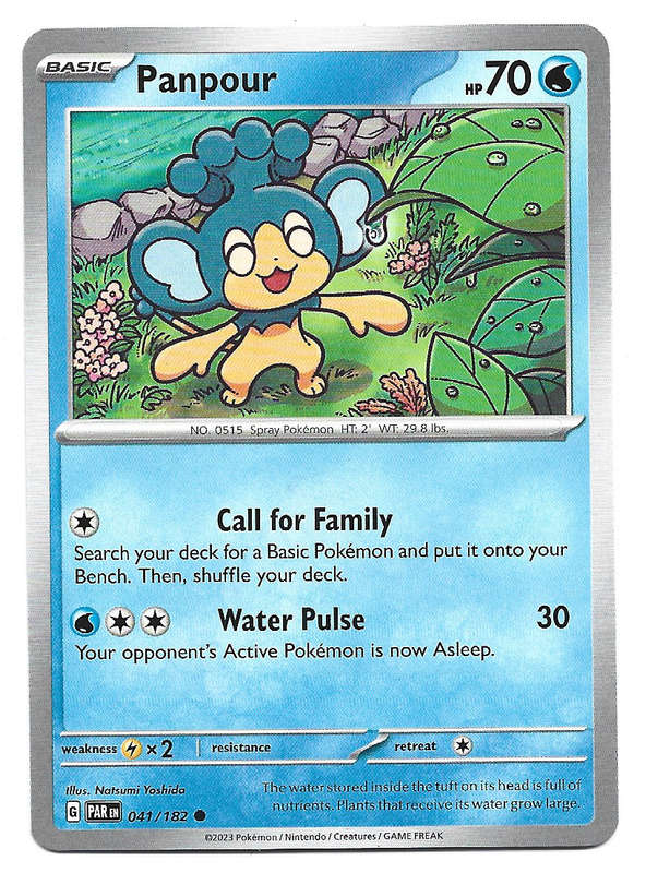 PANPOUR  -   COMMON POKEMON PARADOX RIFT  41/182 TRADING CARD