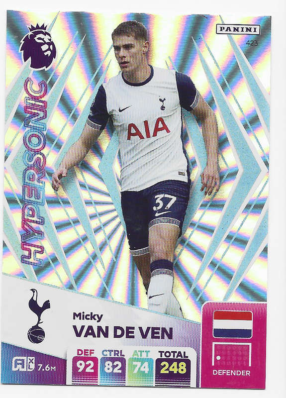 MICHY VAN DE VEN -  PANINI English Premier League 2024/25 - FOIL "HYPERSONIC" TRADING CARD 422