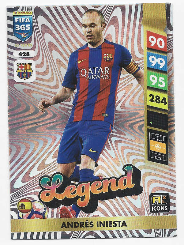 ANDRES INIESTA - PANINI FIFA 365 COLLECTION 2025 - RARE FOIL "LEGEND" TRADING CARD 428