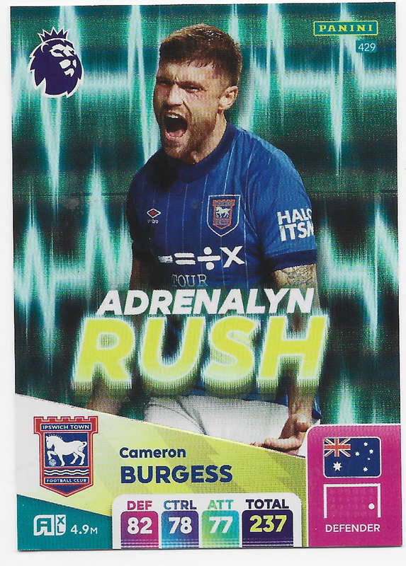 CAMERON BURGESS -  PANINI English Premier League 2024/25 - FOIL "ADRENALYN RUSH" TRADING CARD 429