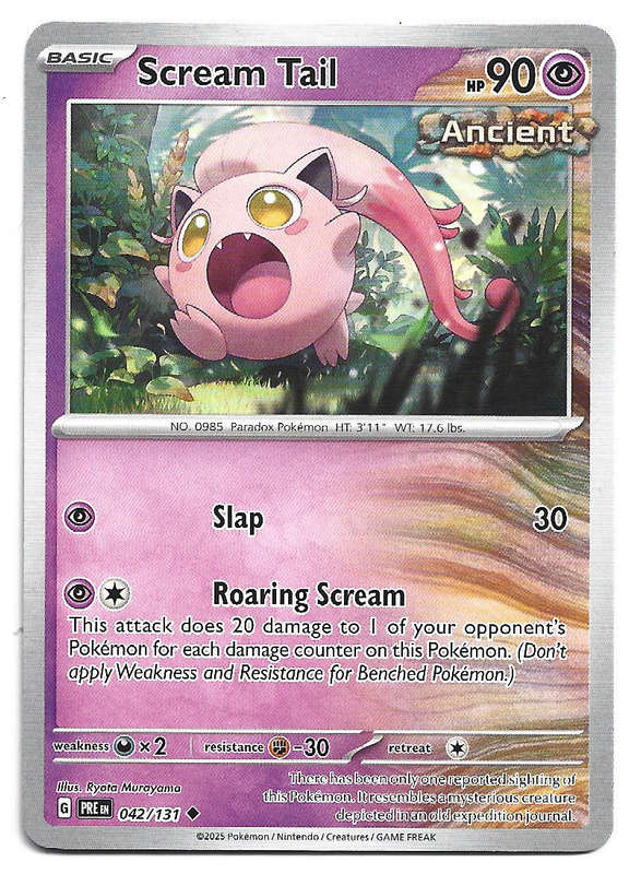 SCREAM TAIL - COMMON 42/131 POKEMON TCG PRISMATIC EVOLUTIONS  TRADING CARD