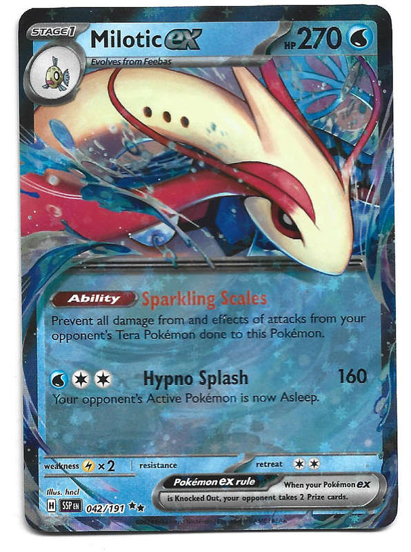MILOTIC EX  - HOLO D/RARE  42/191 POKEMON TCG SURGING SPARKS TRADING CARD