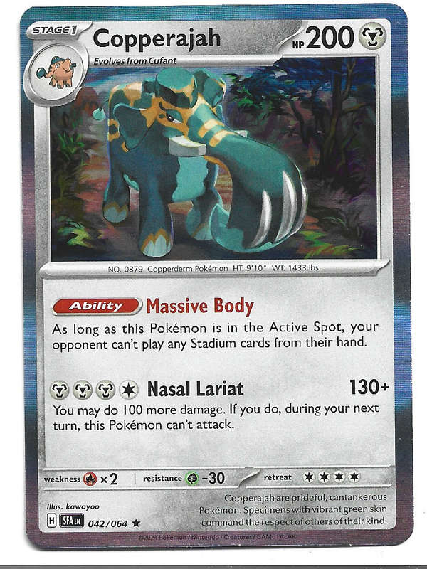 COPPERAJAH -   HOLO RARE  42/64 POKEMON TCG SHROUDED FABLE TRADING CARD