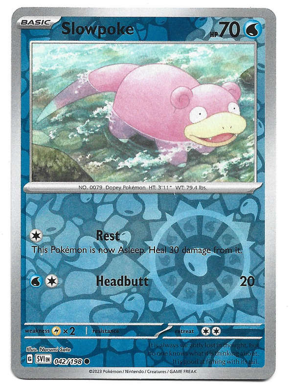 SLOWPOKE - REVERSE HOLO  42/198 POKEMON TCG SCARLET & VIOLET TRADING CARD