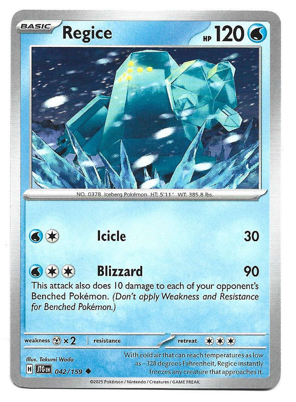 REGICE - COMMON  42/159 POKEMON TCG JOURNEY TOGETHER TRADING CARD