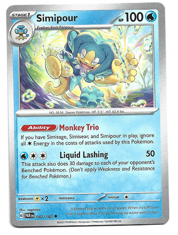 SIMIPOUR - POKEMON PARADOX RIFT  42/182  UNCOMMON TRADING CARD