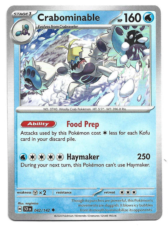 CRABOMINABLE -  COMMON  42/142 POKEMON TCG STELLAR CROWN TRADING CARD