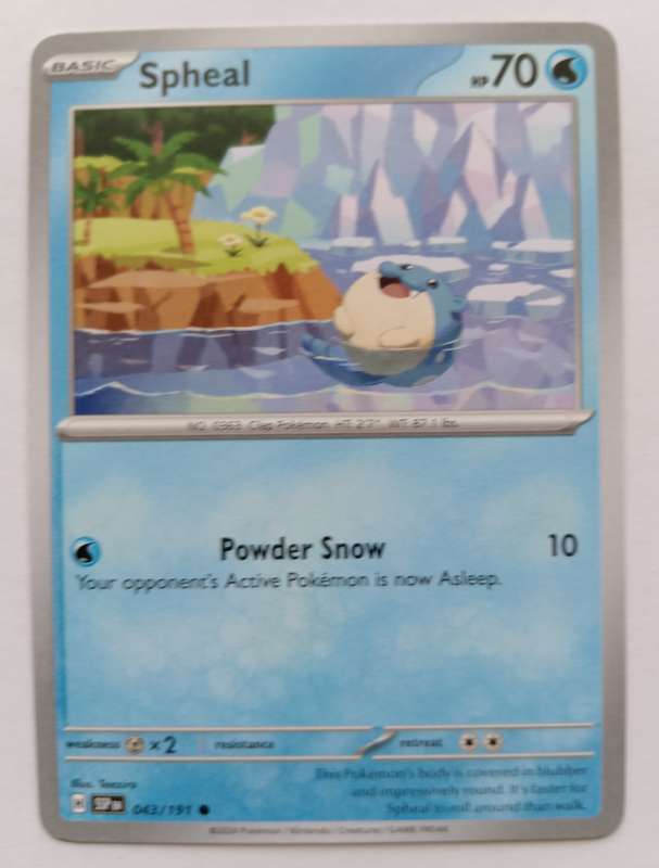 SPHEAL  - POKEMON NINTENDO SURGING SPARKS -COMMON TRADING CARD 43/191