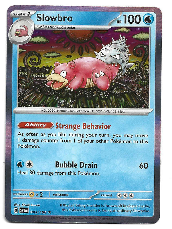 SLOWBRO - HOLO RARE  43/198 POKEMON TCG SCARLET & VIOLET TRADING CARD