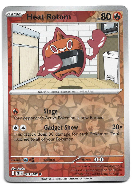 HEAT ROTOM - REVERSE HOLO  43/182  POKEMON TCG DESTINED RIVALS TRADING CARD