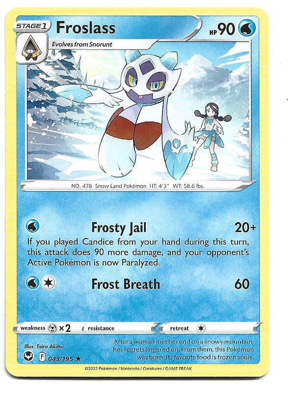 FROSLASS - COMMON  43/195  POKEMON TCG SILVER TEMPEST TRADING CARD