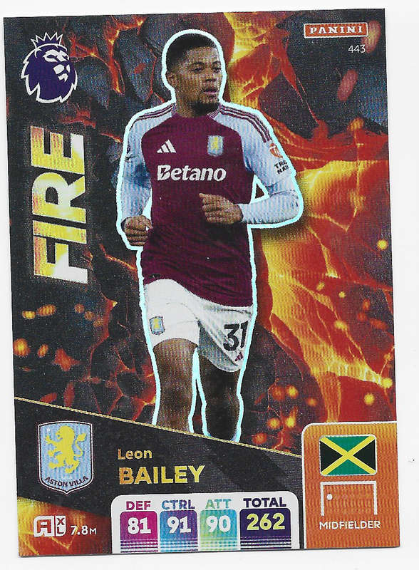 LEN BAILEY -  PANINI English Premier League 2024/25 - FOIL "FIRE" TRADING CARD 443