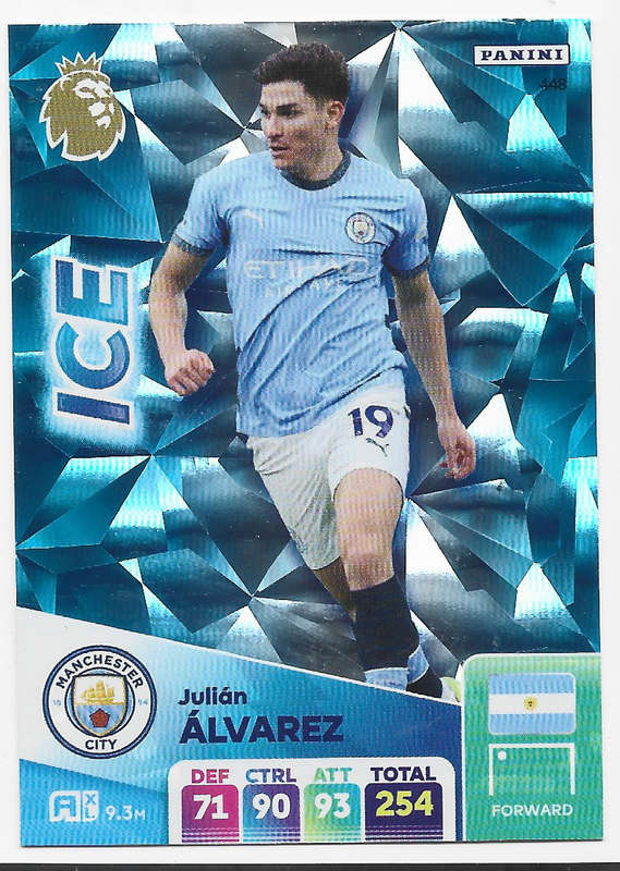 JULIAN ALVAREZ -  PANINI English Premier League 2024/25 - FOIL "ICE" TRADING CARD 448