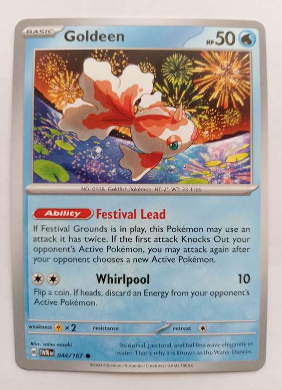 GOLDEEN - POKEMON NINTENDO TWILIGHT MASQUERADE  - COMMON TRADING CARD 44/167