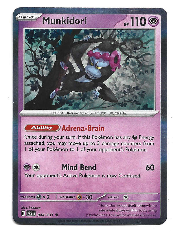 MUNKIDORI - HOLO RARE 44/131  POKEMON PRISMATIC EVOLUTIONS TRADING CARD