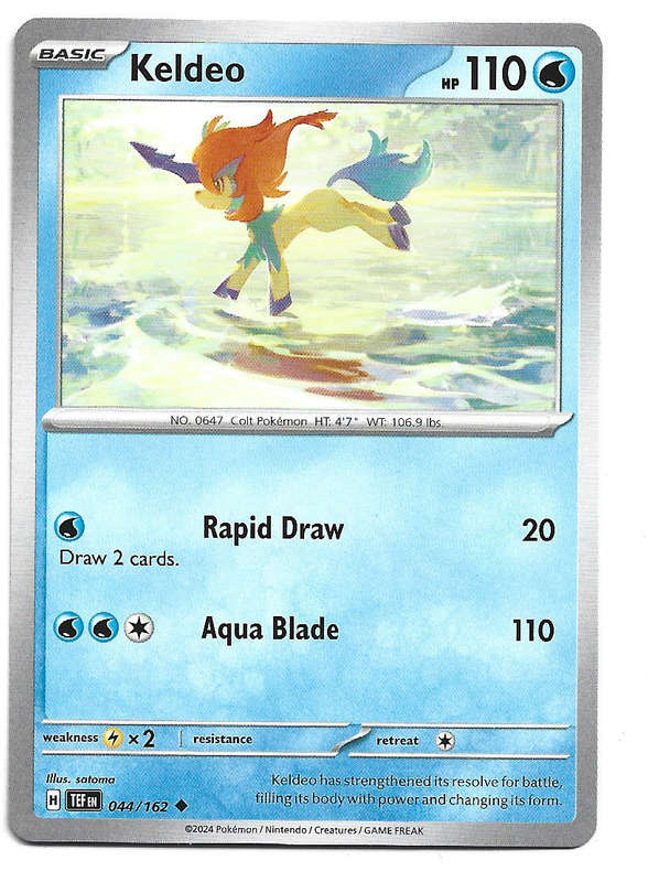 KELDEO - COMMON  44/162 POKEMON TCG TEMPORAL FORCES TRADING CARD