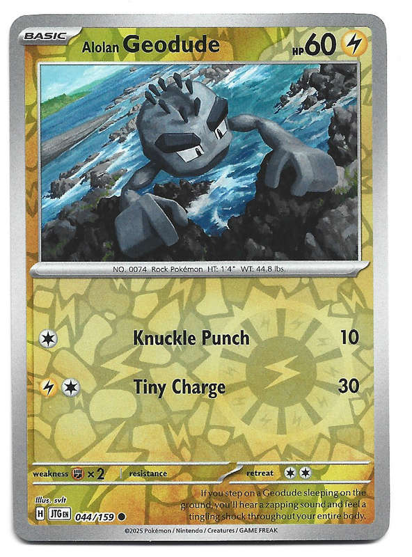ALOLAN GEODUDE - REVERSE HOLO  44/159 POKEMON TCG JOURNEY TOGETHER TRADING CARD