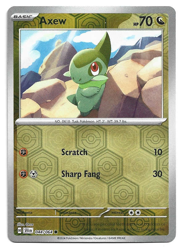 AXEW - REVERSE HOLO   44/64 POKEMON SHROUDED FABLE TRADING CARD
