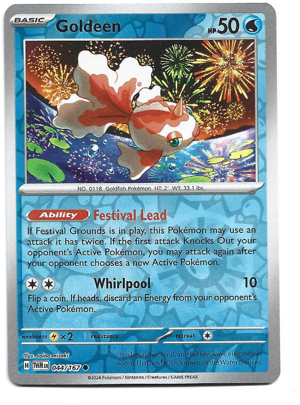 GOLDEEN - REVERSE HOLO  44/167  POKEMON TCG TWILIGHT MASQUERADE TRADING CARD