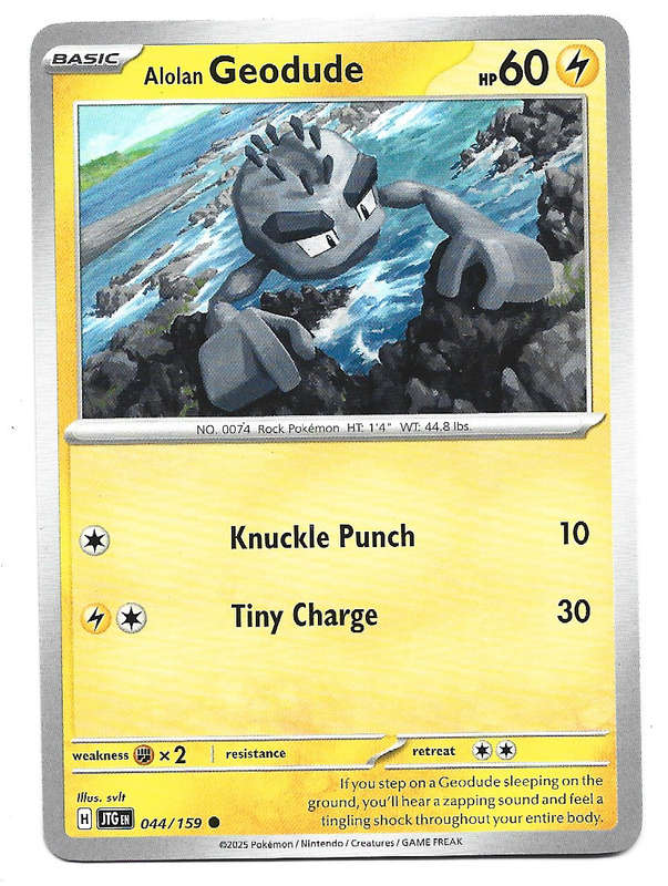 ALOLAN GEODUDE - COMMON  44/159 POKEMON TCG JOURNEY TOGETHER TRADING CARD