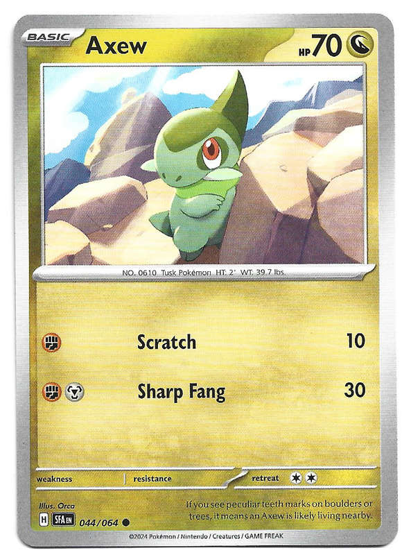 AXEW - POKEMON SHROUDED FABLE COMMON  44/64 TRADING CARD