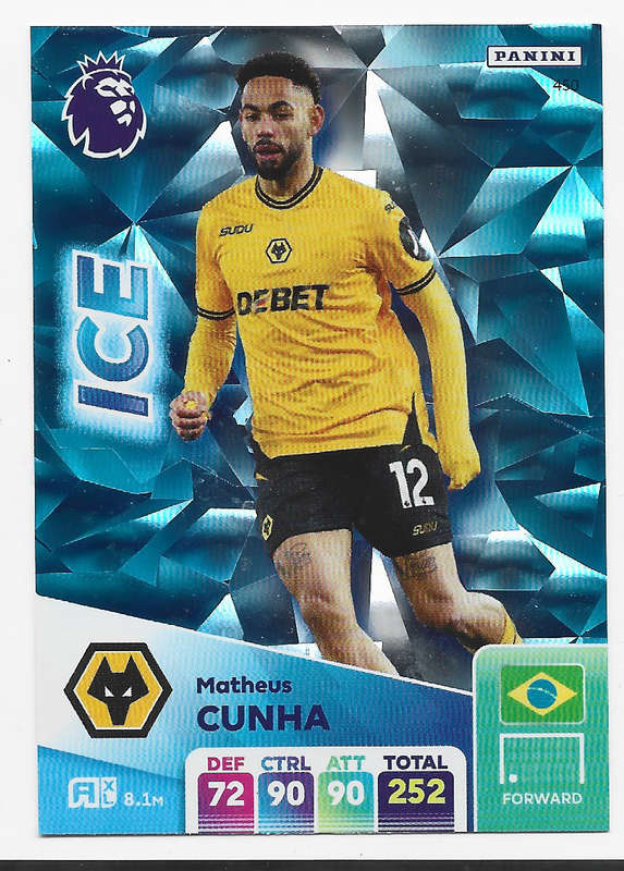 MATHEUS CUNHA -  PANINI English Premier League 2024/25 - FOIL "ICE" TRADING CARD 450