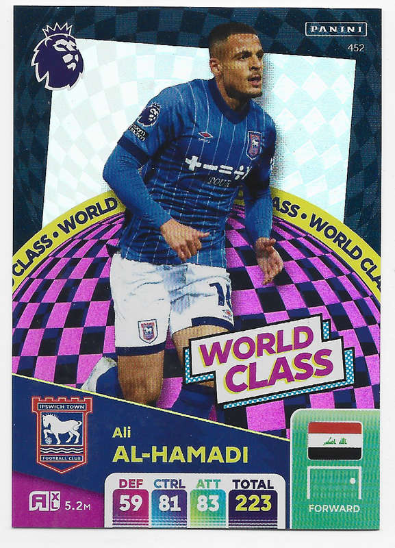 ALI AL HAMADI -  PANINI English Premier League 2024/25 - FOIL "WORLD CLASS" TRADING CARD 452