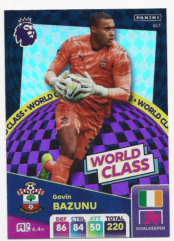 GAVIN BAZUNU -  PANINI English Premier League 2024/25 - FOIL "WORLD CLASS" TRADING CARD 457