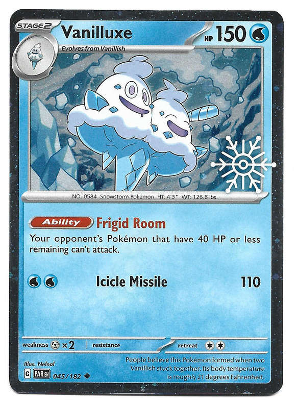 VANILLUXE - COSMO HOLO RARE  45/182 POKEMON TCG PARADOX RIFT HOLIDAY PROMO TRADING CARD