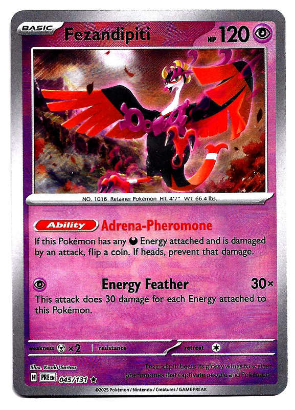 FEZANDIPITI  - R/HOLO POKE BALL PATTERN  45/131  POKEMON PRISMATIC EVOLUTIONS TRADING CARD
