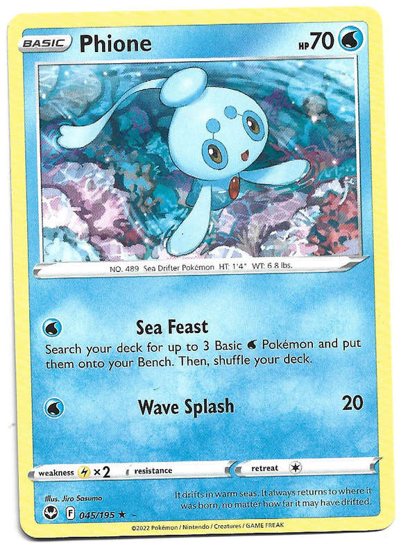 PHIONE - COMMON  45/195 POKEMON TCG SILVER TEMPEST TRADING CARD