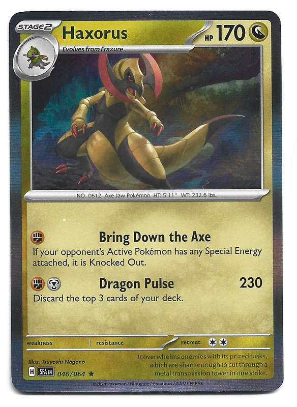 HAXORUS - HOLO RARE POKEMON SHROUDED FABLE  46/64 TRADING CARD