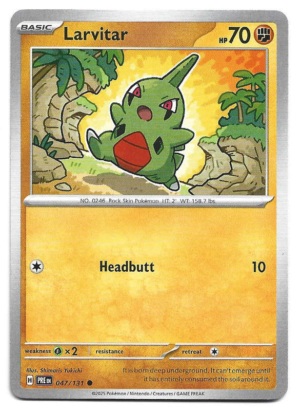 LARVITAR - COMMON 47/131 POKEMON TCG PRISMATIC EVOLUTIONS  TRADING CARD