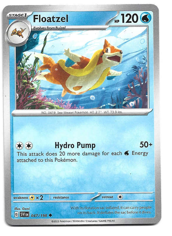 FLOATZEL - COMMON  47/198  POKEMON TCG SCARLET & VIOLET TRADING CARD