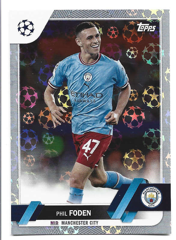 PHIL FODEN - TOPPS UEFA Champ League 2023 - SILVER FOIL TRADING CARD 47