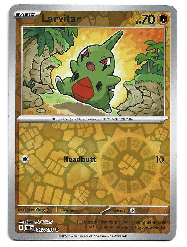 LARVITAR  - REVERSE HOLO  47/131  POKEMON PRISMATIC EVOLUTIONS TRADING CARD