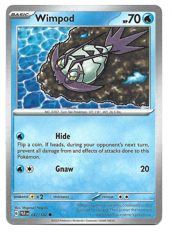 WIMPOD  -   COMMON POKEMON PARADOX RIFT  47/182 TRADING CARD