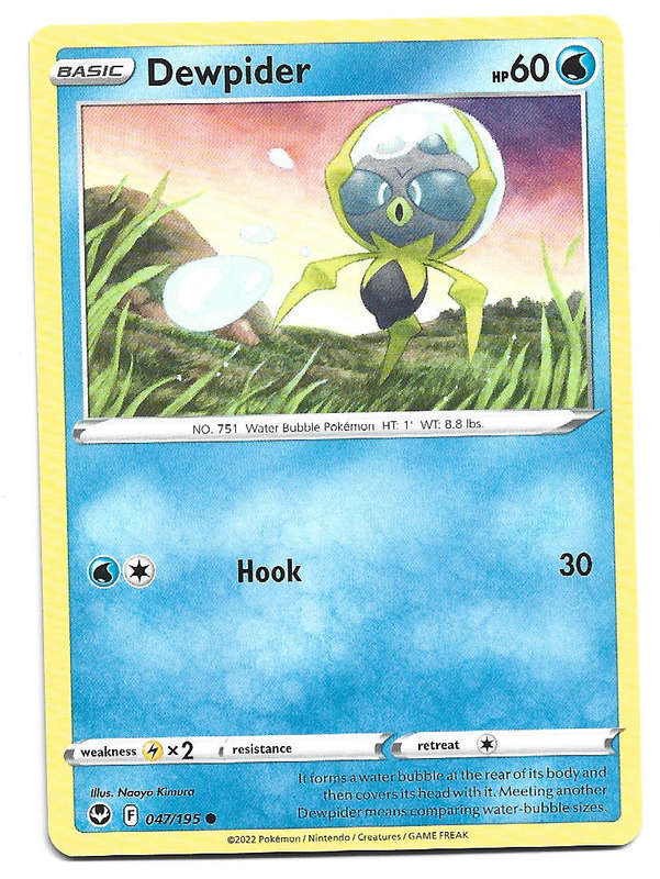 DEWPIPER - COMMON  47/195 POKEMON TCG SILVER TEMPEST TRADING CARD