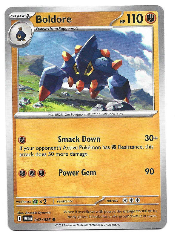 BOLDORE - COMMON  47/86 POKEMON TCG WHITE FLARE TRADING CARD
