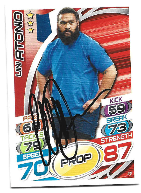 UINI ATONIO (France) - TOPPS `RUGBY WORLD CUP` 2015 - Personally SIGNED TRADING CARD