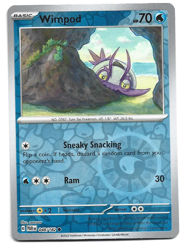 WIMPOD -   REVERSE HOLO POKEMON PARADOX RIFT  48/182 TRADING CARD