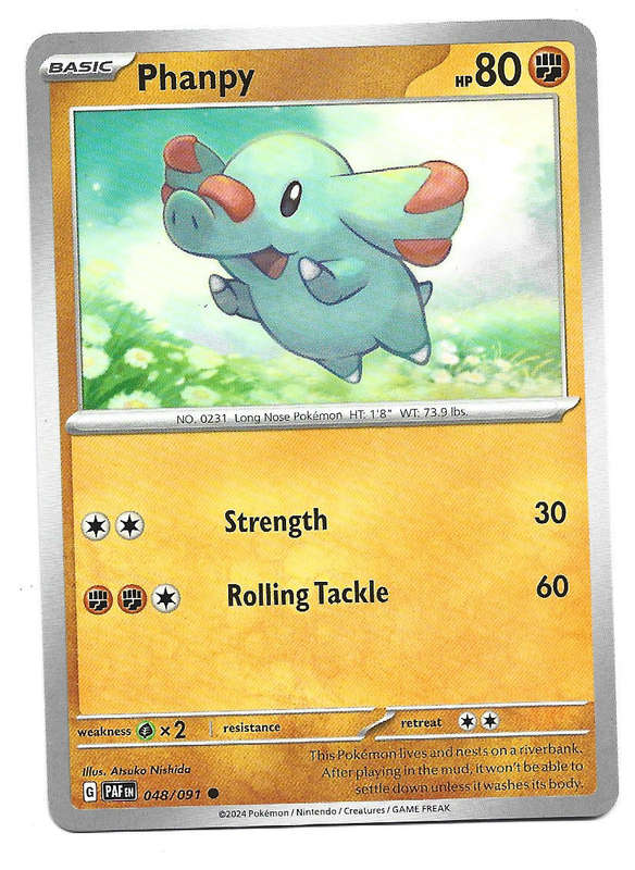 PHANPY -  COMMON 48/91 POKEMON TCG PALDEAN FATES  TRADING CARD