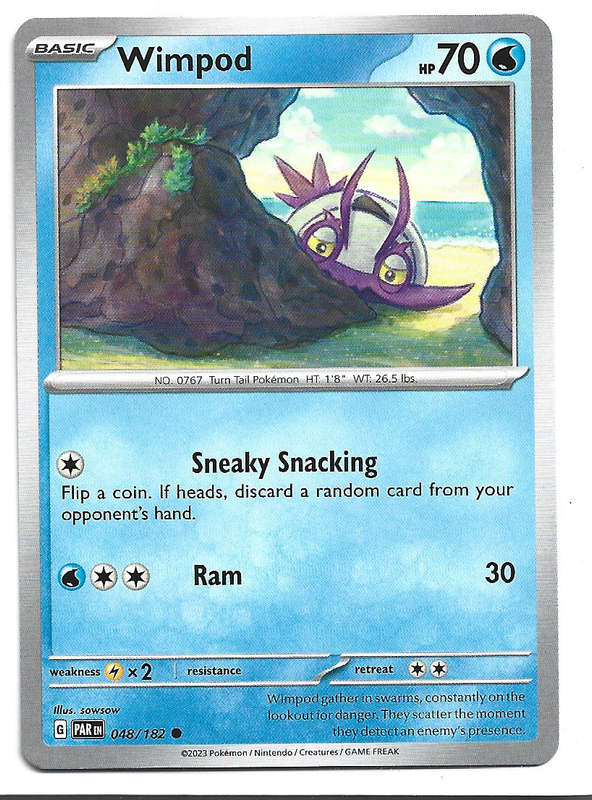 WIMPOD  -   COMMON POKEMON PARADOX RIFT  48/182 TRADING CARD