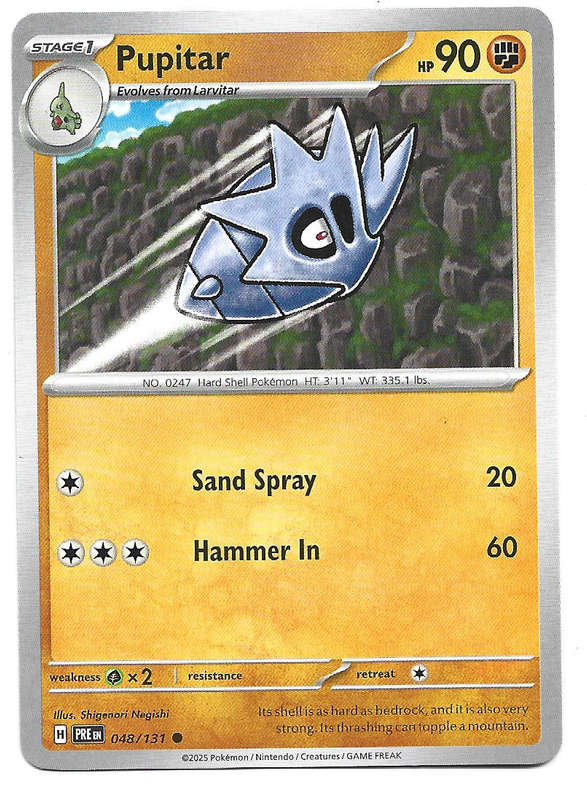 PUPITAR - COMMON 48/131 POKEMON TCG PRISMATIC EVOLUTIONS  TRADING CARD