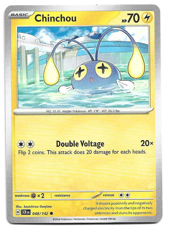 CHINCHOU -  COMMON  48/142 POKEMON TCG STELLAR CROWN TRADING CARD
